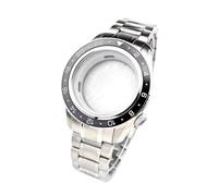 ROUREOX 44mm GMT Uhrengehäuse Leuchtende Keramik Lünette Saphirglas Edelstahl Armband NH34 NH35 Werk Modding für Grand Seiko-A1 Gold 44MM