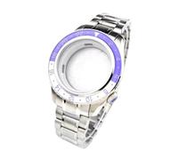 ROUREOX 44mm GMT Uhrengehäuse Leuchtende Keramik Lünette Saphirglas Edelstahl Armband NH34 NH35 Werk Modding für Grand Seiko-A5 Gold 44MM