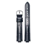 ROUREOX 8mm Uhrenarmband aus Echtem Leder Alligator-Prägung, Ersatzband mit Dornschließe für Ballon Bleu de Cartier-Blau+Silber 16 * 14mm
