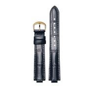 ROUREOX 8mm Uhrenarmband aus Echtem Leder Alligator-Prägung, Ersatzband mit Dornschließe für Ballon Bleu de Cartier-Blau+Gold 16 * 14mm