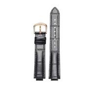 ROUREOX 8mm Uhrenarmband aus Echtem Leder Alligator-Prägung, Ersatzband mit Dornschließe für Ballon Bleu de Cartier-Schwarz + Roségold 16 * 14mm