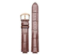 ROUREOX 8mm Uhrenarmband aus Echtem Leder Alligator-Prägung, Ersatzband mit Dornschließe für Ballon Bleu de Cartier-Braun + Roségold 16 * 14mm