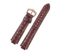 ROUREOX Armband für Uhren aus Leder mit Geprägtem Muster, Ersatzband mit Dornschließe Erhältlich in Schwarz & Blau für Ballon Bleu de Cartier W69012Z4-Braun + Roségold 20 * 12mm