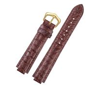 ROUREOX Armband für Uhren aus Leder mit Geprägtem Muster, Ersatzband mit Dornschließe Erhältlich in Schwarz & Blau für Ballon Bleu de Cartier W69012Z4-Braun+Gold 20 * 12mm
