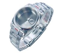 ROUREOX Bombierte Lünette Uhrengehäuse 3-Glieder Armband Set 36mm 40mm Saphirglas NH35 NH36 Mod Teile Silber für Rolex Oyster Perpetual/Datejust-C 40MM