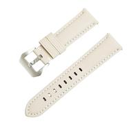 ROUREOX Canvas Uhrenarmband Pre-V-Schließe, Schnellverschluss Segeltuch Leder Ersatzband 20mm für Panerai Luminor Series-Aprikose+Weiß