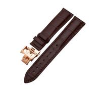 ROUREOX Echtes Leder Uhrarmband Verstellbarer Schmetterlingsverschluss Weiches Leder Armband Reparaturzubehör für VACHERON Constantin METIERS D'ART FIFTYSIX Series-Braun + Roségold 20mm