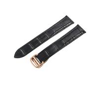 ROUREOX Echtes Leder Uhrenarmband Edelstahl-Klappschloss Quick-Release Lederuhrenarmband für Cartier Tank Collection-Schwarz + Roségold 23mm