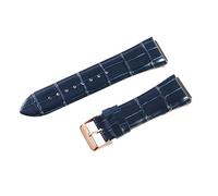 ROUREOX Echtes Leder Uhrenarmband Metallverschluss Vintage Handgemacht Ersatzuhrenarmband 22mm für Guess W0040G3 W0247G3 W0040G7-Blau + Roségold