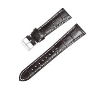 ROUREOX Echtleder Uhrenarmband Alligator-Maserung Zweifarbig, Gepolstertes Ersatzband für Longines Master Collection-Kaffee 22mm