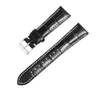 ROUREOX Echtleder Uhrenarmband Alligator-Maserung Zweifarbig, Gepolstertes Ersatzband für Longines Master Collection-Schwarz 20mm