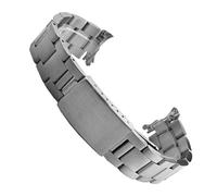 ROUREOX Edelstahl Ersatz Uhrarmband, Gebogenes Ende, Metall Einsatz Uhrarmband für Rolex Air-King/Datejust/Oyster Perpetual-Mattes Silber 20MM