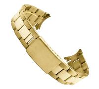 ROUREOX Edelstahl Ersatz Uhrarmband, Gebogenes Ende, Metall Einsatz Uhrarmband für Rolex Air-King/Datejust/Oyster Perpetual-Gold 19MM