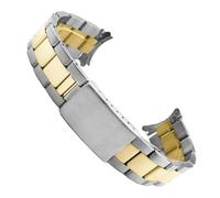 ROUREOX Edelstahl Ersatz Uhrarmband, Gebogenes Ende, Metall Einsatz Uhrarmband für Rolex Air-King/Datejust/Oyster Perpetual-Silber Gold 18MM