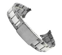 ROUREOX Edelstahl Ersatz Uhrarmband, Gebogenes Ende, Metall Einsatz Uhrarmband für Rolex Air-King/Datejust/Oyster Perpetual-Poliertes Silber 20MM