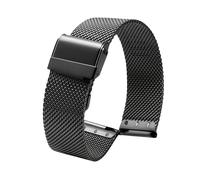 ROUREOX Edelstahl Mesh Uhrenarmband, 12mm-20mm Milanaise Metallband, Gewebtes Ersatz Armband Geflochten für Daniel Wellington-Schwarz 18mm