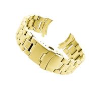 ROUREOX Edelstahl Uhrenarmband Rundanstoß Massiv Gliederarmband Sicherheitsfaltschließe 18mm 20mm 22mm 24mm Gebürstet Poliert Ersatzband - Gold 20mm