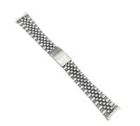 ROUREOX Edelstahl Uhrenarmband Vintage Metallband 18mm 19mm 20mm Gebogener Anstoß Ersatzarmband für Seiko - I 21mm