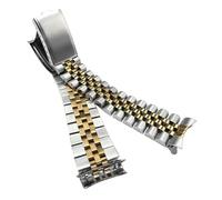 ROUREOX Edelstahl Uhrenarmband Vintage Metallband 18mm 19mm 20mm Gebogener Anstoß Ersatzarmband für Seiko - J 21mm