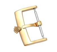 ROUREOX Edelstahl Uhrenschließe Matt Vintage 3D-Relief Dornschließe Lederarmband Ersatz Zubehör für Rolex-Gold 14mm