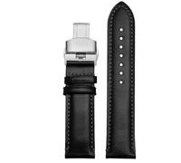 ROUREOX Ersatz-Uhrenarmband Edelstahl Dornschließe Leder Uhrenarmband für Citizen Eco-Drive Skyhawk Blue Angels Gen 2 Gen 3-Schwarz + Silber B 22mm