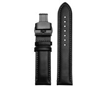 ROUREOX Ersatz-Uhrenarmband Edelstahl Dornschließe Leder Uhrenarmband für Citizen Eco-Drive Skyhawk Blue Angels Gen 2 Gen 3-Schwarz + Schwarz B 22mm