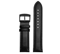 ROUREOX Ersatz-Uhrenarmband Edelstahl Dornschließe Leder Uhrenarmband für Citizen Eco-Drive Skyhawk Blue Angels Gen 2 Gen 3-Schwarz + Schwarz A 22mm