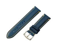 ROUREOX Ersatz-Uhrenarmband Edelstahl Dornschließe Leder Uhrenarmband für Citizen Eco-Drive Skyhawk Blue Angels Gen 2 Gen 3-Blau + Silber A 23mm