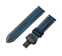 ROUREOX Ersatz-Uhrenarmband Edelstahl Dornschließe Leder Uhrenarmband für Citizen Eco-Drive Skyhawk Blue Angels Gen 2 Gen 3-Blau + Schwarz B 23mm