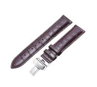 ROUREOX Erweiterte Lederarmbänder Ersatzarmbänder Schmetterlingsverschluss Armbandzubehör für Tissot Chemin des Tourelles-Braun + Silber 19mm