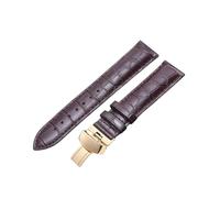 ROUREOX Erweiterte Lederarmbänder Ersatzarmbänder Schmetterlingsverschluss Armbandzubehör für Tissot Chemin des Tourelles-Braun + Gold 20mm