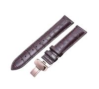 ROUREOX Erweiterte Lederarmbänder Ersatzarmbänder Schmetterlingsverschluss Armbandzubehör für Tissot Chemin des Tourelles-Braun + Roségold 20mm