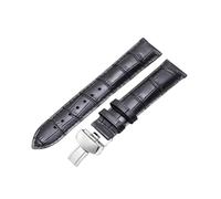 ROUREOX Erweiterte Lederarmbänder Ersatzarmbänder Schmetterlingsverschluss Armbandzubehör für Tissot Chemin des Tourelles-Schwarz + Silber 19mm