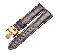 ROUREOX Flexibles Echtes Leder-Armband Schmetterlingsverschluss Ersatz-Lederuhrarmband Reparaturzubehör für LONGINES Master Collection-Braun + Gold 20mm