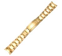 ROUREOX Gebürsteter Stahl Deployment Uhrarmband Gebogen, Solid Metall Faltschnalle Uhrarmband für Rolex Oyster Perpetual Collection-Gold 20MM