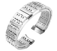ROUREOX Gewölbtes Ende Metall Uhrband, All-Stahl Armband, Ersatz Zubehör für Tissot T-Classic Carson T085-Silber 19MM