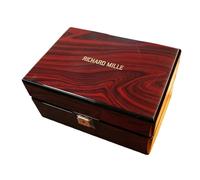 ROUREOX Glänzend Rötlich Schwarze Holz Uhrenbox Einzelslot Zeitmesser Organizer Koffer Abschließbar Metall für Richard Mille RM 67-02