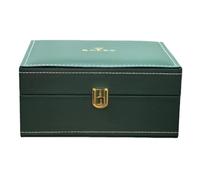 ROUREOX Grüne Massivholz Handgenähte Herrenbox - Staubdichter Kollektions-Uhrenhalter für Rolex Day-Date