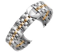 ROUREOX Herren 316L Edelstahl Uhrarmband, Metall Ersatzarmband, Einsatzverschluss Zubehör für Tudor Style-Silber Gold 20MM