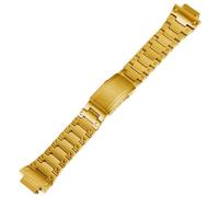 ROUREOX Herren Edelstahl Einsatz Uhrarmband, Metall Ersatz Uhrarmband Konvexes Ende für Casio G-Shock GM2100/GBM2100-Gold 16MM