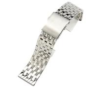 ROUREOX Herren Edelstahl Ersatz Uhrarmband, 7-Perlen Metall Armband, Flache Schnittstelle Uhrband für SevenFriday/AGELOCER-Silber 24MM