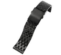 ROUREOX Herren Edelstahl Ersatz Uhrarmband, 7-Perlen Metall Armband, Flache Schnittstelle Uhrband für SevenFriday/AGELOCER-Schwarz 22MM