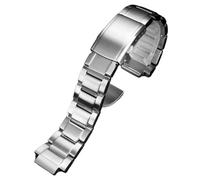ROUREOX Herren Edelstahl Ersatz Uhrarmband, Metall Faltschnalle Uhrarmband für Casio GST-B200 Series-Silber 16MM