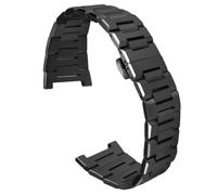 ROUREOX Herren Edelstahl Ersatz Uhrkette, Metall Ersatz Uhrarmband, Konkaves Ende für RARONE Gemini Series 8840129/8840119-Schwarz 25 * 15MM