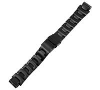 ROUREOX Herren Edelstahl Uhrarmband, Metall Ersatz Uhrarmband Konvexes Ende für CASIO Pro Trek PRW-3000/PRW-3100Y/PRW-6000/PRW-6100/PRG-300-Schwarz 16MM