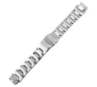 ROUREOX Herren Edelstahl Uhrarmband, Metall Ersatz Uhrarmband Konvexes Ende für CASIO Pro Trek PRW-3000/PRW-3100Y/PRW-6000/PRW-6100/PRG-300-Silber 16MM