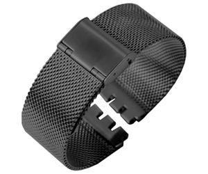 ROUREOX Herren & Frauen Metall Ersatz Uhrarmband, 316L Edelstahl Uhrarmband für Swatch YCS/YAS/YGS/Irony-Schwarz 19MM
