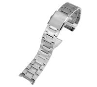 ROUREOX Herren Metall Uhrarmband Gerades Ende, Edelstahl Ersatz Uhrarmband für Casio MTH-5001/EFS-S510/EFB-560-Mattes Silber 22MM
