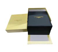 ROUREOX Herren Uhr Geschenkbox Set Komplettverpackung Beige Tragetasche Umkarton Blau Aufbewahrung für Longines La Grande Classique