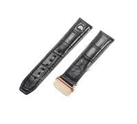 ROUREOX Leder Uhrenarmbänder Edelstahlschloss Quick-Release Echtes Leder Ersatzuhrenarmbänder für Maurice Lacroix PT6148 6168 MP6347-Schwarz + Roségold 22mm